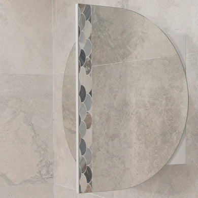 Pill Oval 900mm x 600mm Mirrored Shaving Cabinet, Matte White