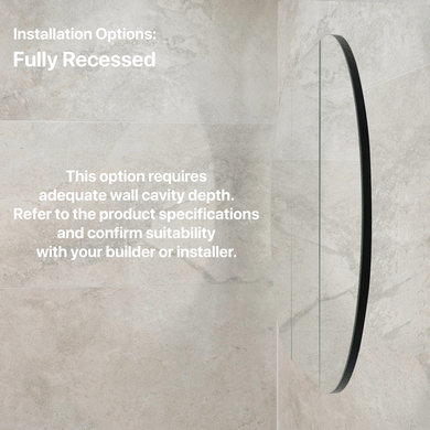 Pill Oval 1200mm x 750mm Mirrored Shaving Cabinet, Matte Black