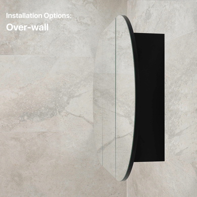 Pill Oval 1200mm x 750mm Mirrored Shaving Cabinet, Matte Black