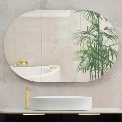 Pill Oval 1200mm x 750mm Mirrored Shaving Cabinet, Matte Black