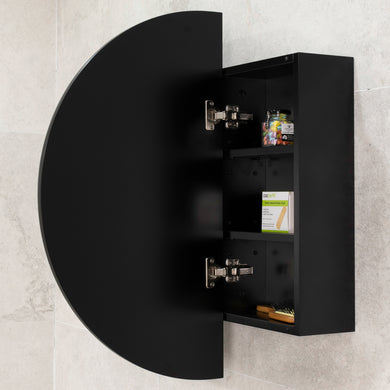 Pill Oval 1200mm x 750mm Mirrored Shaving Cabinet, Matte Black