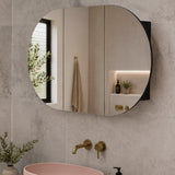 Pill Oval 1200mm x 750mm Mirrored Shaving Cabinet, Matte Black