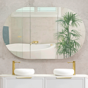 Pill Oval 1200mm x 750mm Mirrored Shaving Cabinet, Matte White