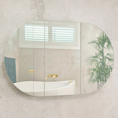 Pill Oval 1200mm x 750mm Mirrored Shaving Cabinet, Matte White