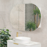 Pill Oval 1200mm x 750mm Mirrored Shaving Cabinet, Matte White