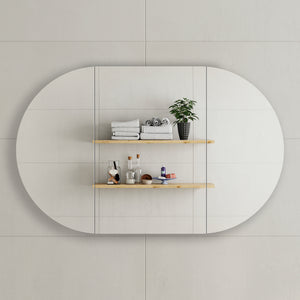 Pill Oval 1200mm x 750mm Mirrored Shaving Cabinet, Matte White