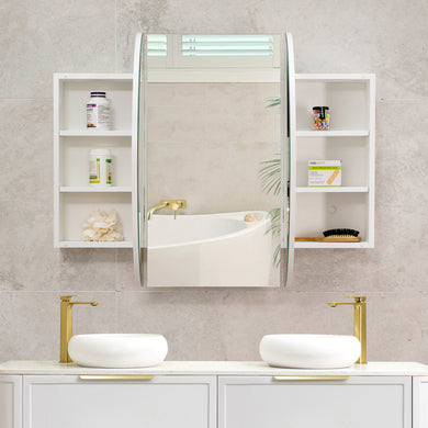 Pill Oval 1200mm x 750mm Mirrored Shaving Cabinet, Matte White