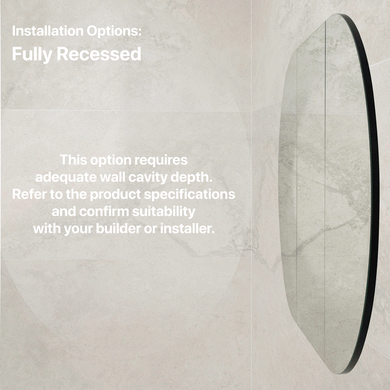 Pill Oval 1500mm x 900mm Mirrored Shaving Cabinet, Matte Black