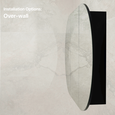 Pill Oval 1500mm x 900mm Mirrored Shaving Cabinet, Matte Black