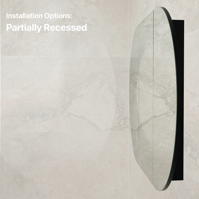 Pill Oval 1500mm x 900mm Mirrored Shaving Cabinet, Matte Black