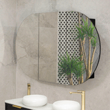 Pill Oval 1500mm x 900mm Mirrored Shaving Cabinet, Matte Black