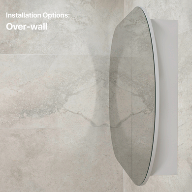 Pill Oval 1500mm x 900mm Mirrored Shaving Cabinet, Matte White