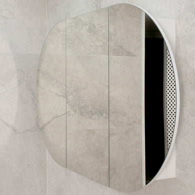 Pill Oval 1500mm x 900mm Mirrored Shaving Cabinet, Matte White