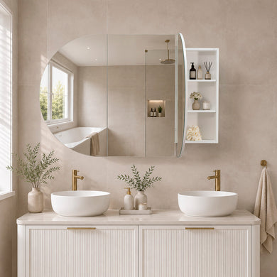 Pill Oval 1500mm x 900mm Mirrored Shaving Cabinet, Matte White