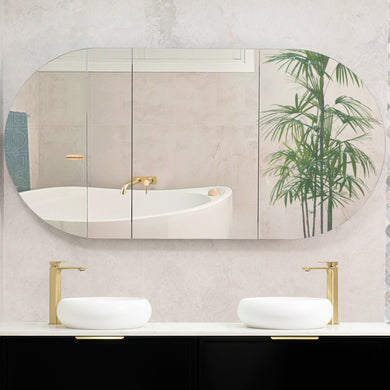 Pill Oval 1800mm x 900mm Mirrored Shaving Cabinet, Matte Black
