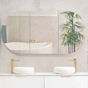 Pill Oval 1800mm x 900mm Mirrored Shaving Cabinet, Matte White