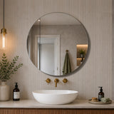 Circa Round 900mm Mirrored Shaving Cabinet, Matte White