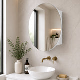 Circa Round 900mm Mirrored Shaving Cabinet, Matte White