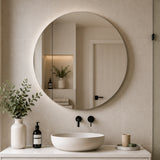 Circa Round 900mm Mirrored Shaving Cabinet, Matte White