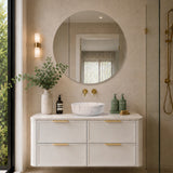 Circa Round 900mm Mirrored Shaving Cabinet, Matte White