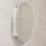 Circa Round 900mm Mirrored Shaving Cabinet, Matte White