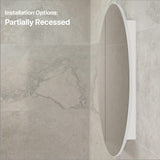 Circa Round 900mm Mirrored Shaving Cabinet, Matte White