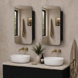 Retti Rectangular 450mm x 750mm Mirrored Shaving Cabinet, Matte Black