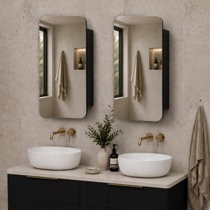 Retti Rectangular 450mm x 750mm Mirrored Shaving Cabinet, Matte Black