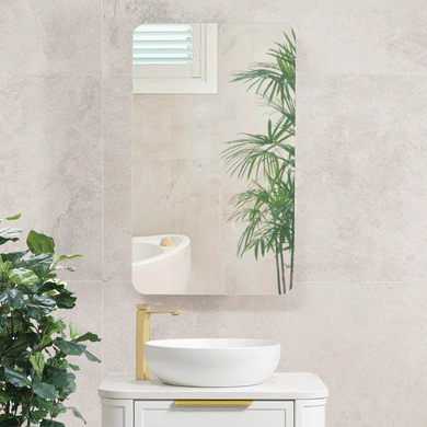 Retti Rectangular 450mm x 750mm Mirrored Shaving Cabinet, Matte White
