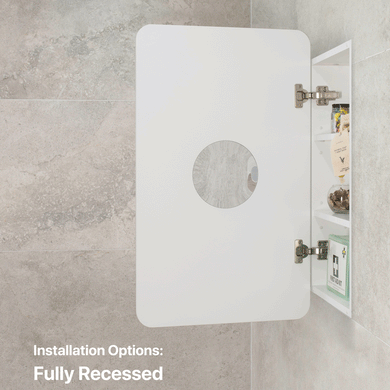 Retti Rectangular 450mm x 750mm Mirrored Shaving Cabinet, Matte White