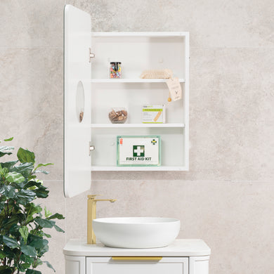 Retti Rectangular 450mm x 750mm Mirrored Shaving Cabinet, Matte White