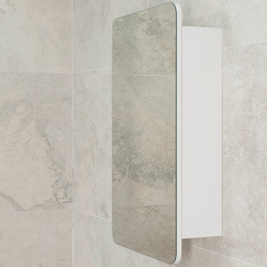 Retti Rectangular 450mm x 750mm Mirrored Shaving Cabinet, Matte White