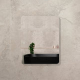 Retti Rectangular 600mm x 750mm Mirrored Shaving Cabinet, Matte Black