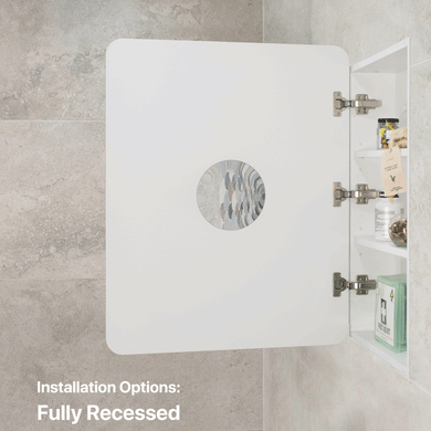 Retti Rectangular 600mm x 750mm Mirrored Shaving Cabinet, Matte White