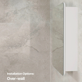 Retti Rectangular 600mm x 750mm Mirrored Shaving Cabinet, Matte White