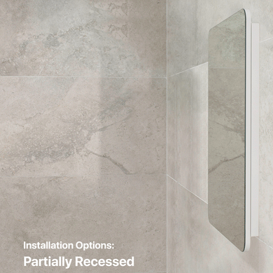 Retti Rectangular 600mm x 750mm Mirrored Shaving Cabinet, Matte White