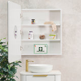 Retti Rectangular 600mm x 750mm Mirrored Shaving Cabinet, Matte White