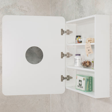 Retti Rectangular 600mm x 750mm Mirrored Shaving Cabinet, Matte White