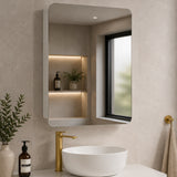 Retti Rectangular 600mm x 750mm Mirrored Shaving Cabinet, Matte White
