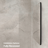 Retti Rectangular 750mm x 750mm Mirrored Shaving Cabinet, Matte Black