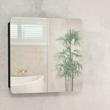 Retti Rectangular 750mm x 750mm Mirrored Shaving Cabinet, Matte Black