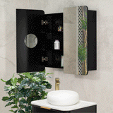 Retti Rectangular 750mm x 750mm Mirrored Shaving Cabinet, Matte Black