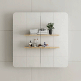 Retti Rectangular 750mm x 750mm Mirrored Shaving Cabinet, Matte Black