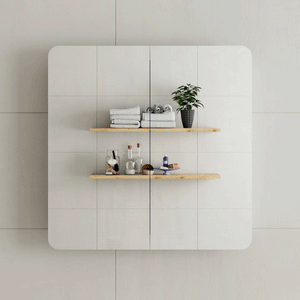 Retti Rectangular 750mm x 750mm Mirrored Shaving Cabinet, Matte Black