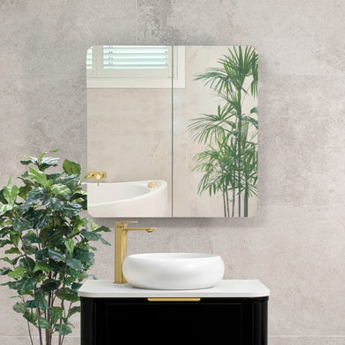 Retti Rectangular 750mm x 750mm Mirrored Shaving Cabinet, Matte Black