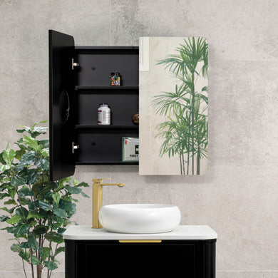 Retti Rectangular 750mm x 750mm Mirrored Shaving Cabinet, Matte Black