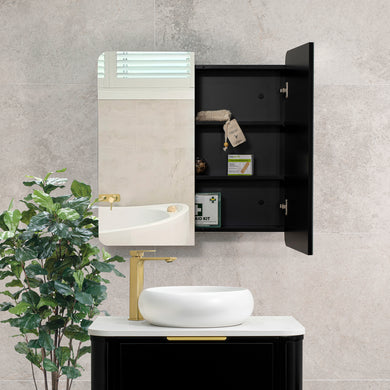 Retti Rectangular 750mm x 750mm Mirrored Shaving Cabinet, Matte Black