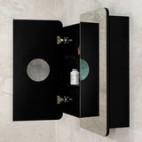 Retti Rectangular 750mm x 750mm Mirrored Shaving Cabinet, Matte Black