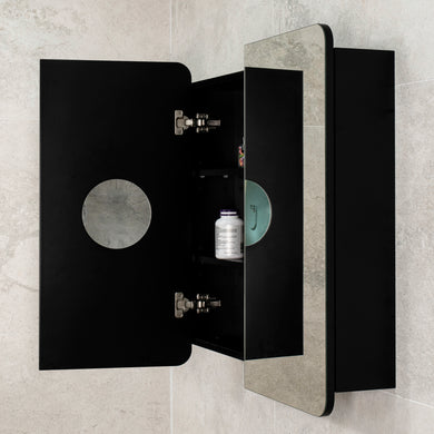Retti Rectangular 750mm x 750mm Mirrored Shaving Cabinet, Matte Black