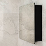 Retti Rectangular 750mm x 750mm Mirrored Shaving Cabinet, Matte Black